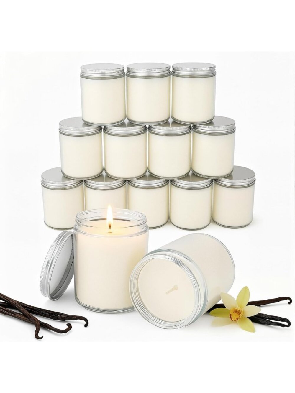 12 PCS Large Vanilla Scented Candles | White Soy Wax, Long-Lasting Cozy